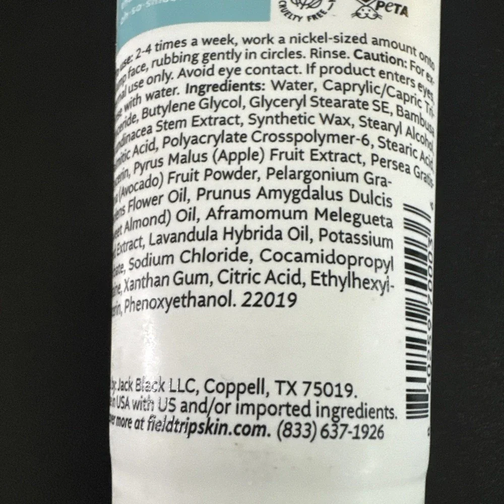 Fieldtrip Energizing Face Scrub Smooth Trails Avocado‎ Powder 3 oz Vegan Clean